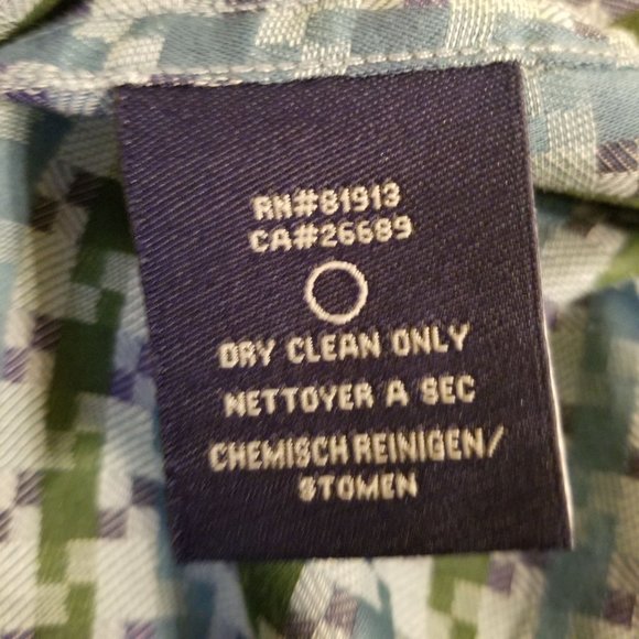 Robert Graham S Blue Purple Green Dress Shirt Hounds Tooth Long Sleeve - Picture 8 of 8